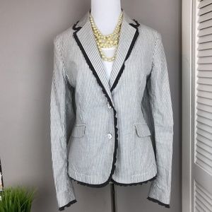 Rag & Bone Gray Striped Silk Trimmed Blazer